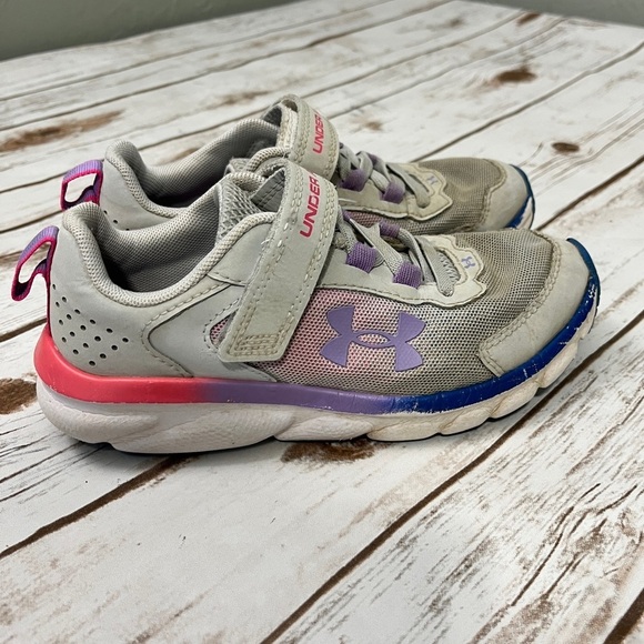 Under Armour Girls Sneakers Size 1 Velcro Closure UA Assert sneaker shoe - Picture 4 of 10